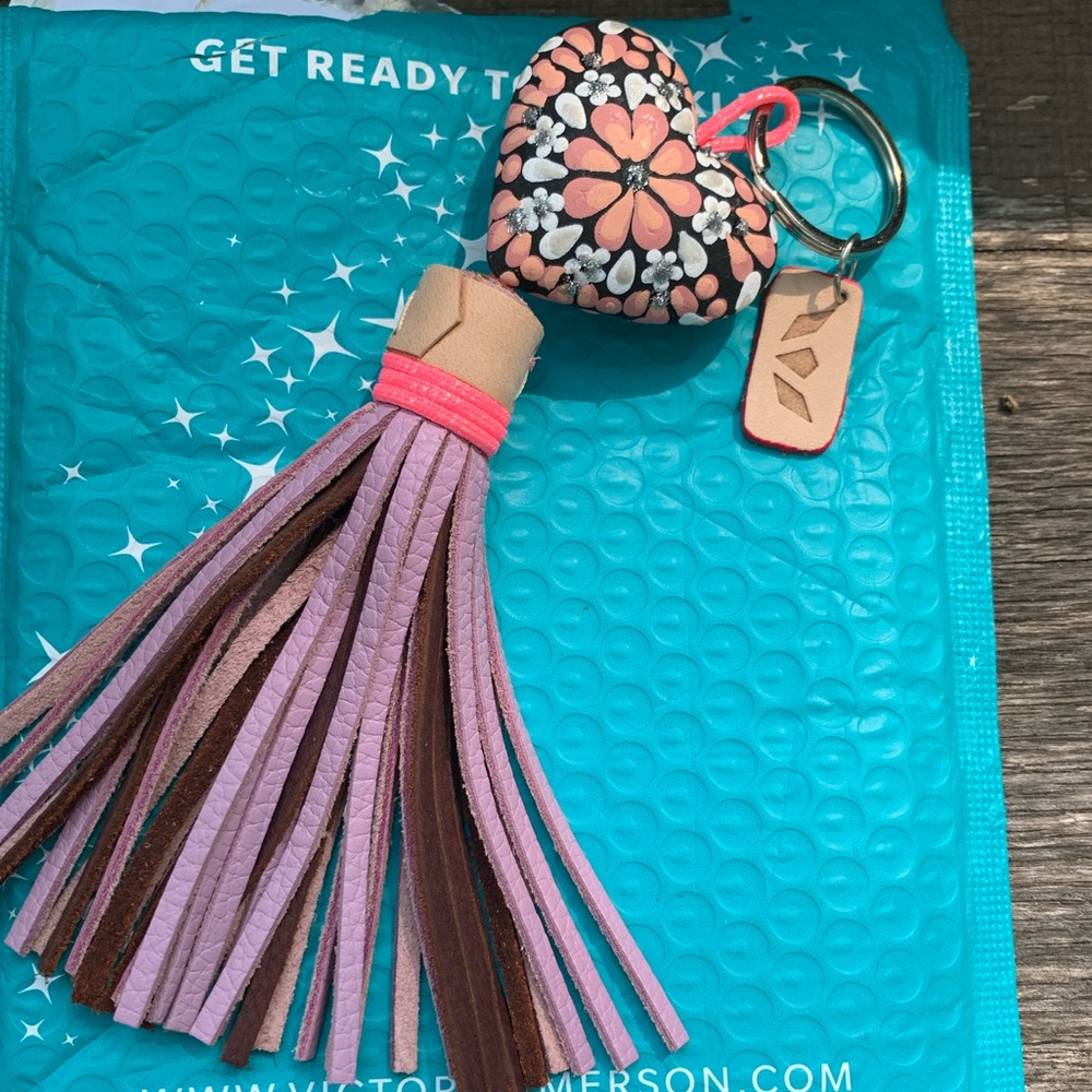 Consuela hand painted tassel bag charm